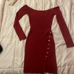 Deep Red Off Shoulder Dress